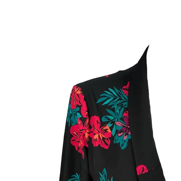 GNW Blazer Womens XL Floral Chiffon Jacket Work Office Casual Church Shawl Lapel - Picture 6 of 15